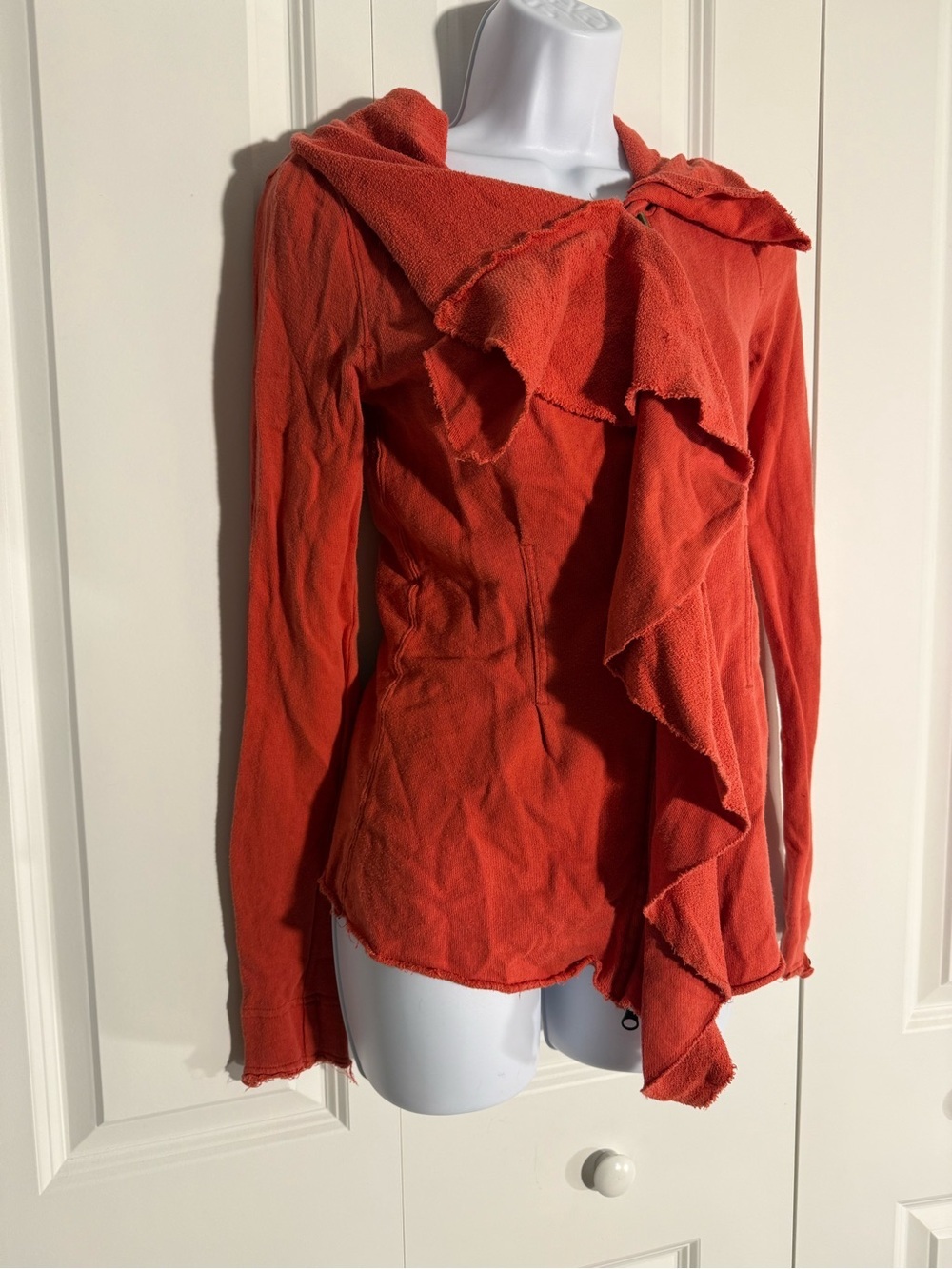 Free People Orange Ruffle-Front Hoodie - Picture 3 of 8